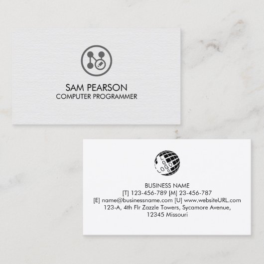 Application Developer Computer Programmer Visitekaartje (Voorkant / Achterkant)
