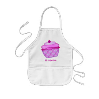 Applique Cupcake Kinder Apron - Mauve and Pink Kinder Schort