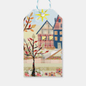 Applique, huizen, dorp cadeaulabel (Achterkant)