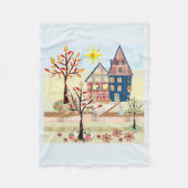 Applique, huizen, dorp fleece deken (Voorkant)