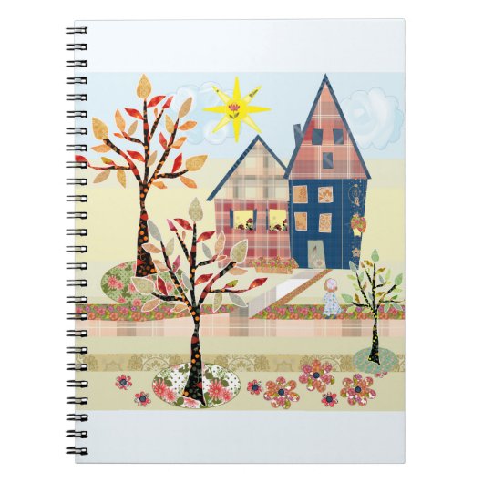 Applique, huizen, dorp notitieboek (Voorkant)