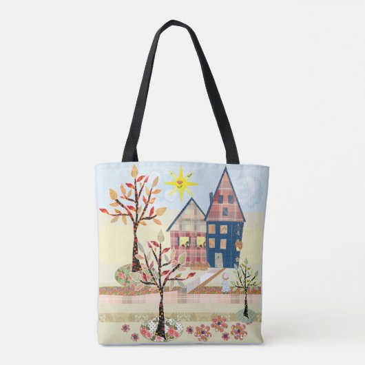 Applique, huizen, dorp tote bag (Achterkant)