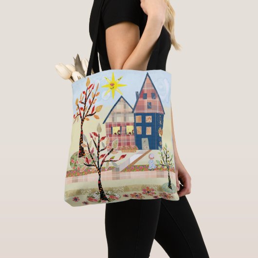 Applique, huizen, dorp tote bag (Dichtbij)