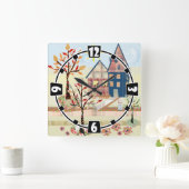 Applique, huizen, dorp vierkante klok (Huis)