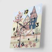 Applique, huizen, stadsplek vierkante klok (Hoek)