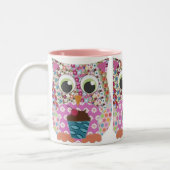 Appliqué Patch Pink Owl Tweekleurige Koffiemok (Links)