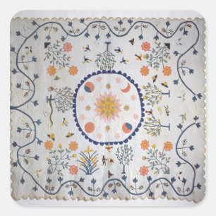 Applique quilt met zon, maan, sterren vierkante sticker