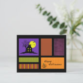 Applique Style Haunted House Halloween Briefkaart (Staand voorkant)