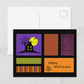 Applique Style Haunted House Halloween Briefkaart (Voorkant / Achterkant)