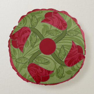 Applique Tulip Twist Round Pillow Rond Kussen