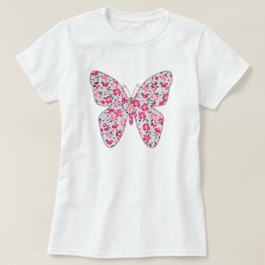 Applique vlinder florroze t-shirt (Design voorkant)