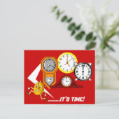 Appoint Reminder Clocks It's Time POSTCARD Briefkaart (Staand voorkant)