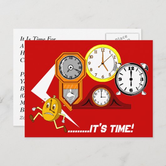 Appoint Reminder Clocks It's Time POSTCARD Briefkaart (Voorkant / Achterkant)
