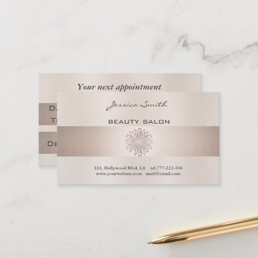 Appointkaart elegant glanzend heldere dandelion afsprakenkaartje (Voorkant / Achterkant in situ)