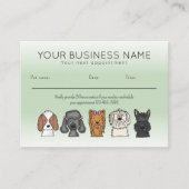 Appointment Card Cute Dog Breeds Light Green Afsprakenkaartje (Voorkant)