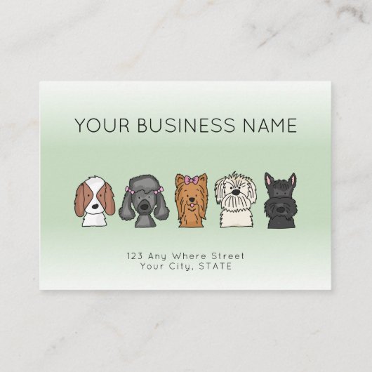 Appointment Card Cute Dog Breeds Light Green Afsprakenkaartje (Achterkant)