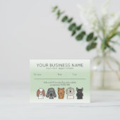 Appointment Card Cute Dog Breeds Light Green Afsprakenkaartje (Staand voorkant)