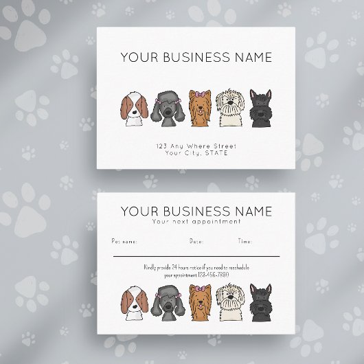 Appointment Card Cute Dog Breeds Simple White Afsprakenkaartje