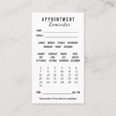 Appointment Reminder Calendar Business Card Visitekaartje (Achterkant)