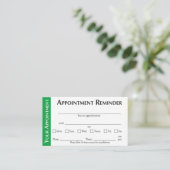 Appointment Reminder Cards - Green Contactkaartje (Staand voorkant)