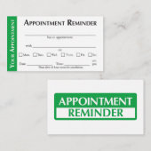 Appointment Reminder Cards - Green Contactkaartje (Voorkant / Achterkant)