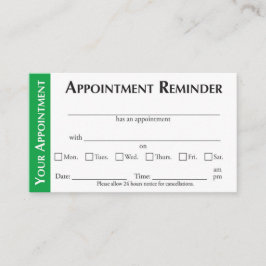 Appointment Reminder Cards - Green Contactkaartje