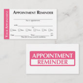 Appointment Reminder Cards - Pink Contactkaartje (Voorkant / Achterkant)