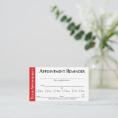 Appointment Reminder Cards - Red Contactkaartje (Staand voorkant)