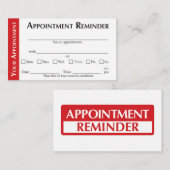 Appointment Reminder Cards - Red Contactkaartje (Voorkant / Achterkant)