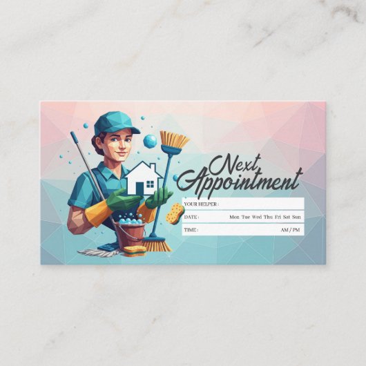 Appointment Reminder House Cleaning Housekeeping Visitekaartje (Voorkant)