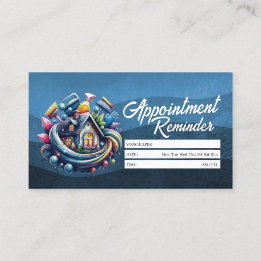 Appointment Reminder House Cleaning Housekeeping Visitekaartje (Voorkant)
