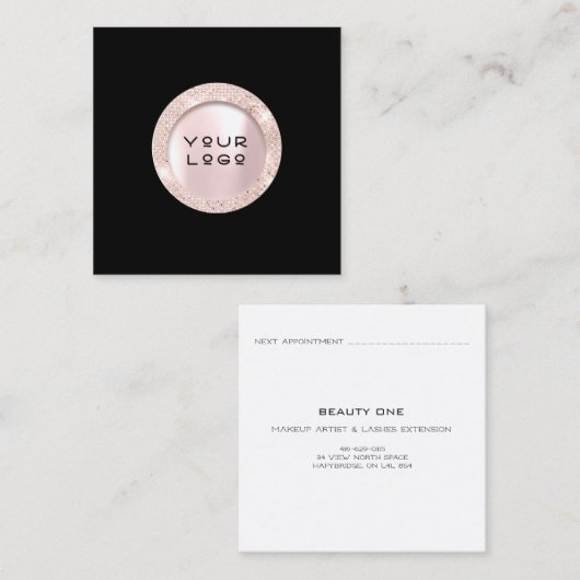 Appointpas Roos Eyelashes Logo Black White Contactkaartje (Voorkant / Achterkant)
