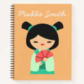 Apqua peach Kokeshi Japanse poppen Notitieboek (Voorkant)