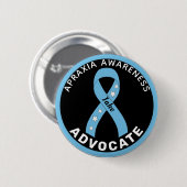 Apraxia Awareness Advocate Ribbon Black Button (Voorkant /achterkant)
