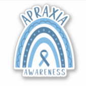 Apraxia Blue Rainbow Ribbon Awareness Sticker (Voorkant)