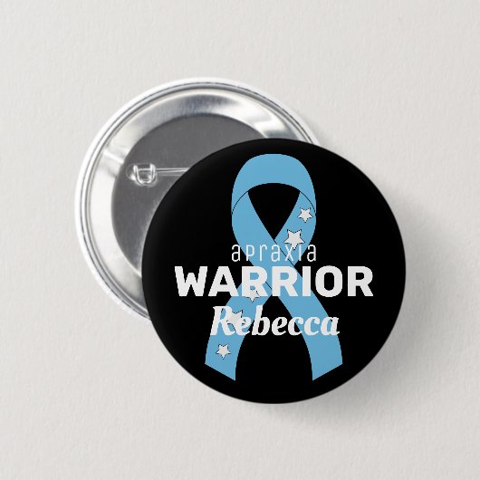 Apraxia Warrior Ribbon Black Button (Voorkant /achterkant)