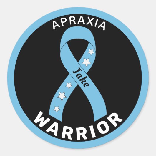 Apraxia Warrior Ribbon Black Round Sticker (Voorkant)