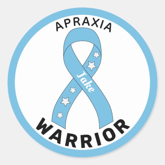 Apraxia Warrior Ribbon White Round Sticker (Voorkant)
