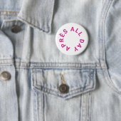Après All Day Hot Pink Bachelorette-feest Ronde Button 5,7 Cm (In situ)