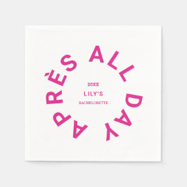 Après All Day Hot Pink Bachelorette Ski Feestje Servet