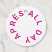 Après All Day Hot Pink vrijgezellenfeest Crest Bedankjes Labels (Achterkant)