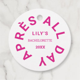 Après All Day Hot Pink vrijgezellenfeest Crest Bedankjes Labels