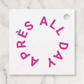 Après All Day Hot Pink vrijgezellenfeest vierkant Bedankjes Labels (Achterkant)