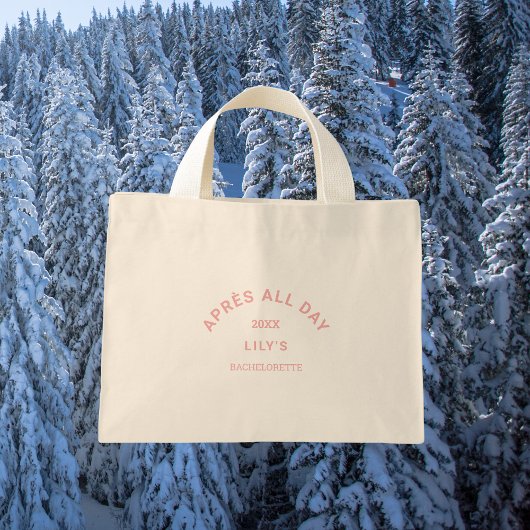 Après All Day Roze Bruidsfeest Ski Party Crest Mini Tote Bag