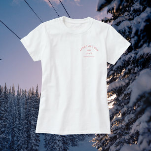 Après All Day Roze Vrijgezellen Ski Feest Crest T-shirt
