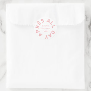 Après All Day Roze Vrijgezellenfeest Crest Ronde Sticker