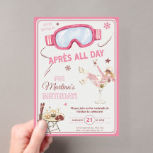 Après All Day Ski Chic Acryl Geboorte Uitnodiging