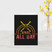 Après All Day Snowboarding Retro Winter Skiing Par Kaart (Gele Bloem)