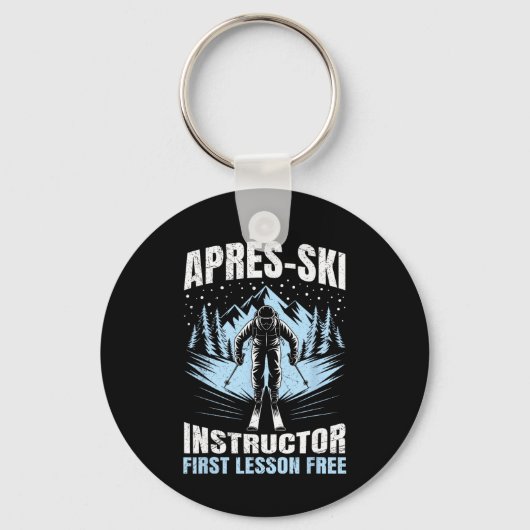 Apres Apres-ski Instructeur Eerste Les Gratis Ski  Sleutelhanger (Voorkant)