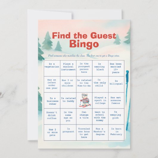 Après Bébé Find The Guest Bingo Card Kaart (Voorkant)